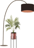 ライトと観葉植物